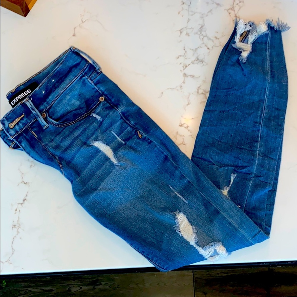Express ripped skinny mid rise jean